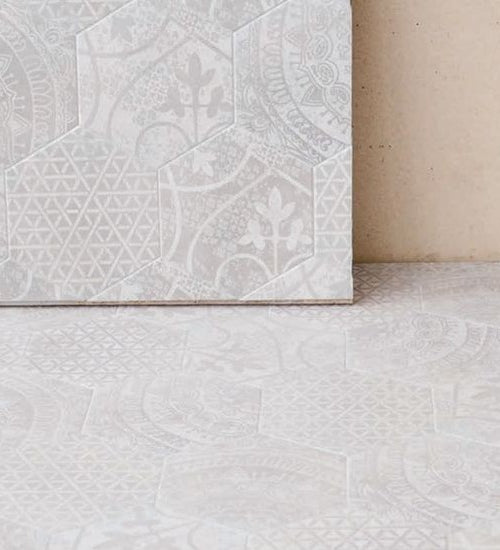 Vloertegel Quintessenza Alchimia Ars mix1 bianco/grigio 26,6x23 cm