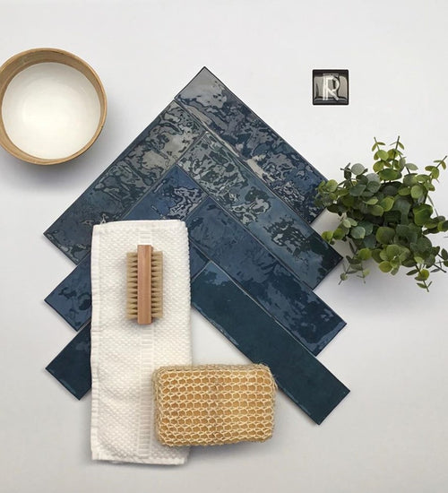 Wandtegel Revoir Paris Atelier Bleu Marine Glossy 6,2x25 cm