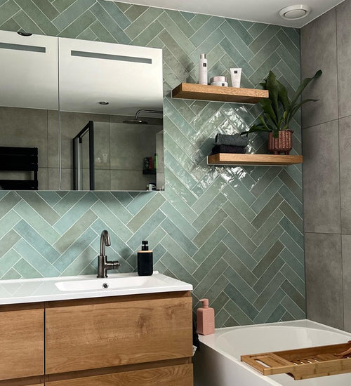 Wandtegel Revoir Paris Atelier Vert d'Eau Glossy 6,2x25 cm