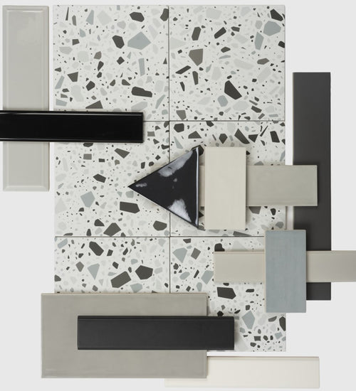 Vloertegel Quintessenza Confetti Bianco Grigio 18,6x18,6 cm