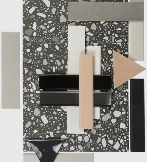 Vloertegel Quintessenza Confetti Nero Grigio 18,6x18,6 cm