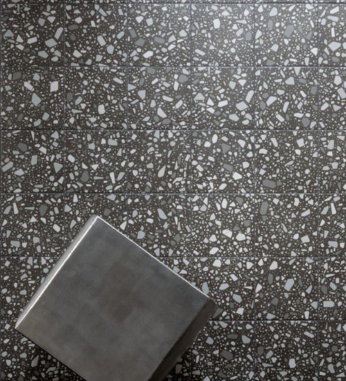 Vloertegel Quintessenza Confetti Nero Grigio 18,6x18,6 cm
