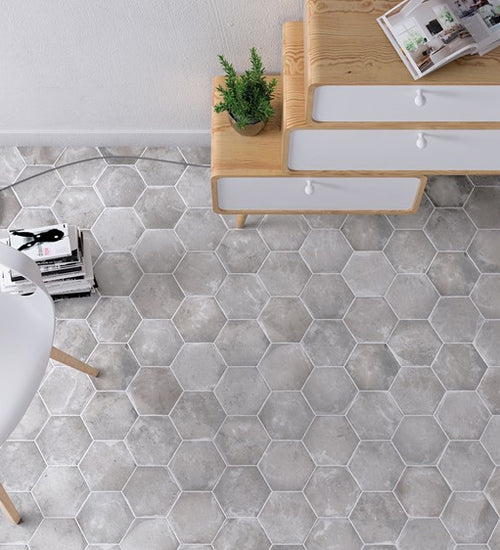 Wandtegel Wow  Cottage Hexa Grey 14x16 cm