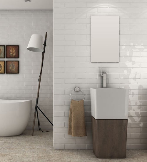 Wandtegel Estudio Ceramico Devon Snow White 7,5x30 cm