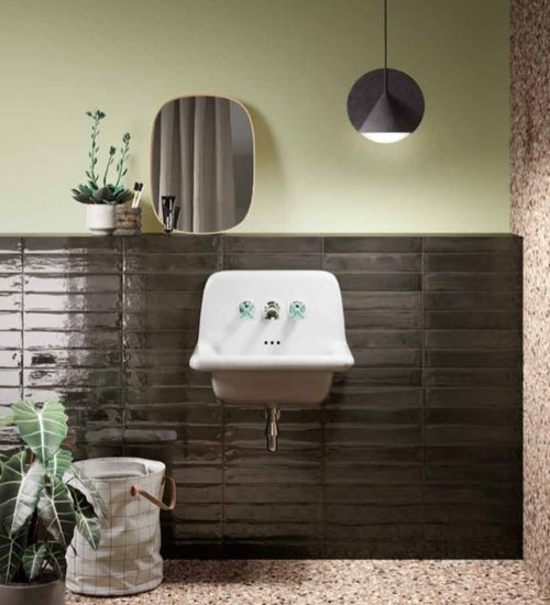 Wandtegel Del conca Frammenti Zwart glans 7x40 cm