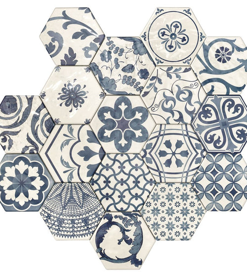 Wandtegel Tonalite Exabright Decoro Mix Blu 15,3x17,5 cm