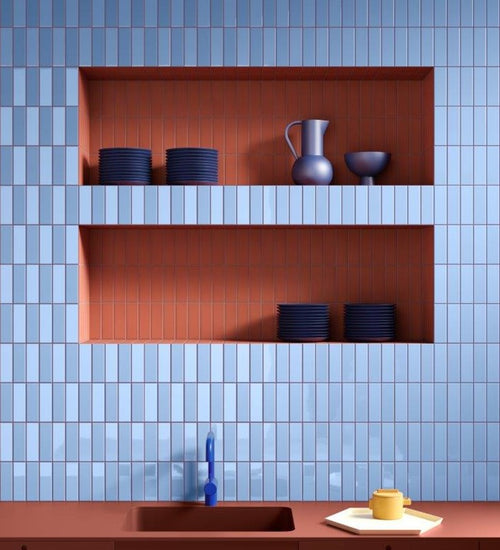 Wandtegel Quintessenza Färgblock Cielo Matt 5x15 cm