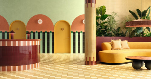 Wandtegel Quintessenza Färgblock Decoro Cirkel-Out Bianco Matt15x15 cm set van 12