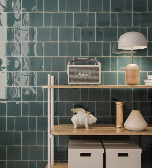 Wandtegel Wow  Fayenza Belt Peacock Blue 6,2x12,5 cm