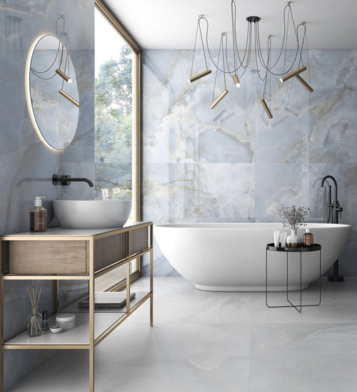 Sampletegel Geo tiles Oni Blauw glans