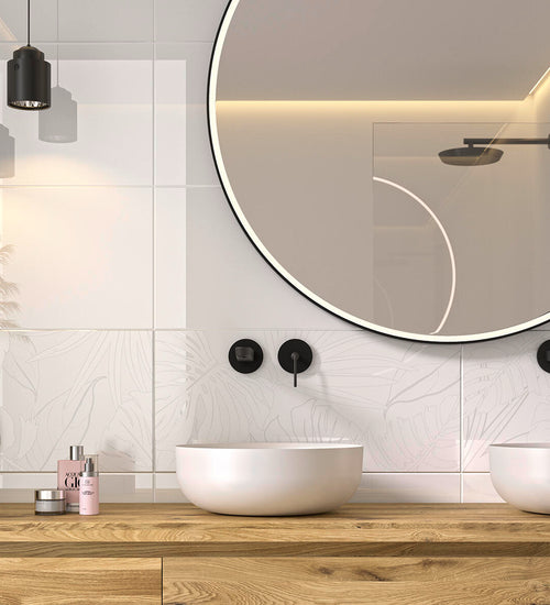 Wandtegel Kerateam Natural white Wit glans 35x75 cm