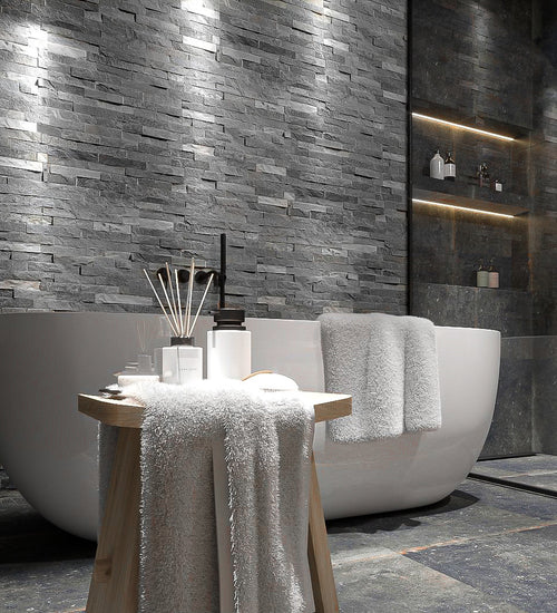 Mozaiektegel Stabigo Stone panel Grijs 15x50 cm