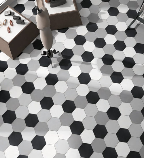 Vloertegel Codicer Hex25 Basic White 25x22 cm