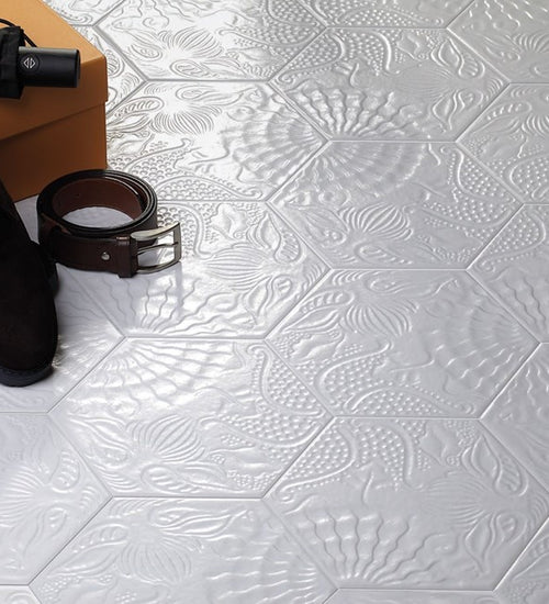 Vloertegel Codicer Hex25 Gaudi White 25x22 cm