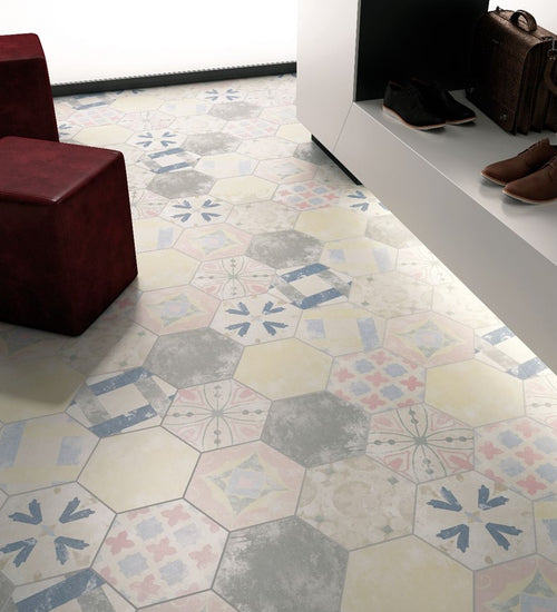 Vloertegel Codicer Hex25 Heritage Mix 25x22 cm