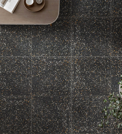 Vloertegel Sphinx Terrazzo Zwart mat
