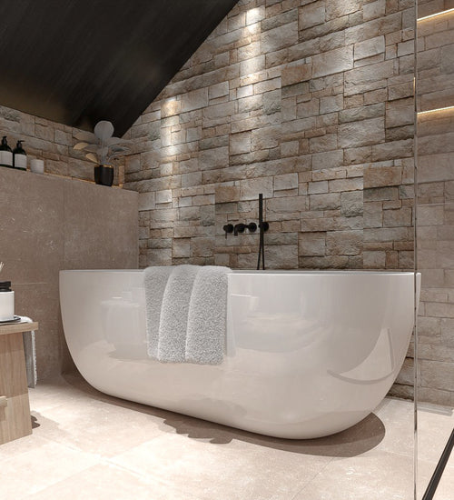 Mozaiektegel Stabigo Stone panel Creme 25x50 cm