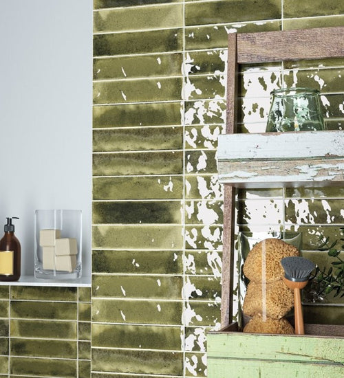 Wandtegel Cifre Jazba Olive Brillo 6x24,6 cm
