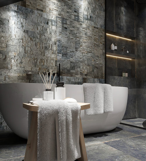 Mozaiektegel Stabigo Stone panel Grijs 25x50 cm