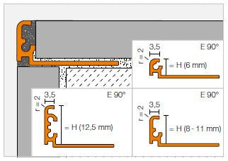 Schlueter JOLLY-TSLA buitenhoek decoratief wandprofiel alu structuur-gecoat licht antraciet H=10mm