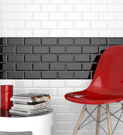 Wandtegel Altair Madrid Metro Negro Brillo 7,5x7,5 cm Hoekjes