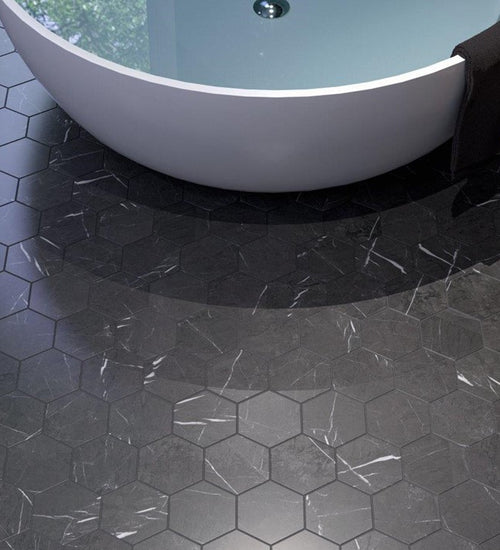 Wandtegel Cifre Marble Line Hexagono Marquina Mate 15x17 cm