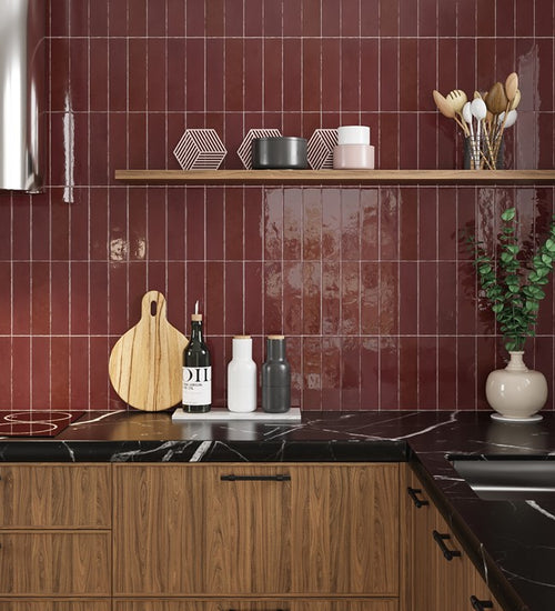 Wandtegel Estudio Ceramico Maris Spiced Red 6,2x25 cm
