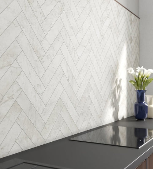 Vloertegel Unicomstarker Marmorea Carrara Ret. 7,5x30 cm