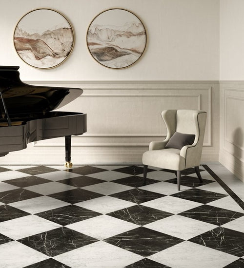 Vloertegel Unicomstarker Marmorea Nero Marquinia Ret. 30x60 cm