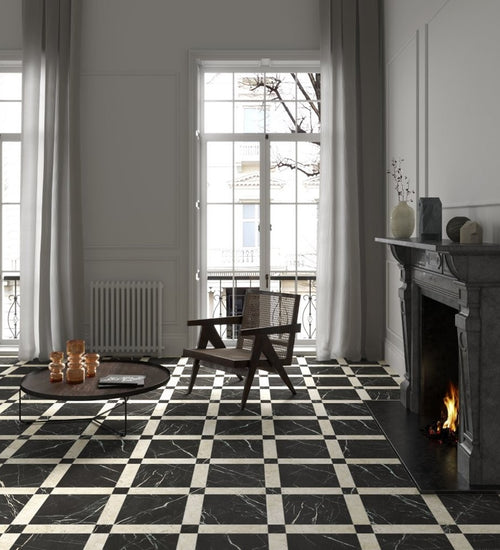 Vloertegel Unicomstarker Marmorea Nero Marquinia Ret. 60x60 cm