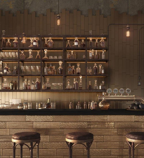 Wandtegel Tonalite Metal Decoro Carving (Mix) Platinum 10x40 cm