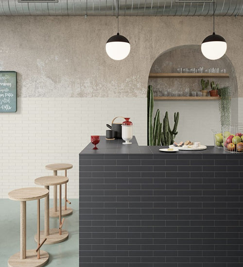 Wandtegel Quintessenza Modulo Carbone Inciso 5,6x23,2 cm