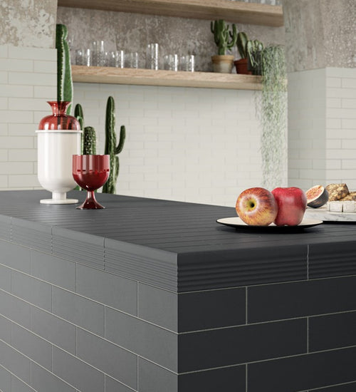 Wandtegel Quintessenza Modulo Carbone Inciso 5,6x23,2 cm