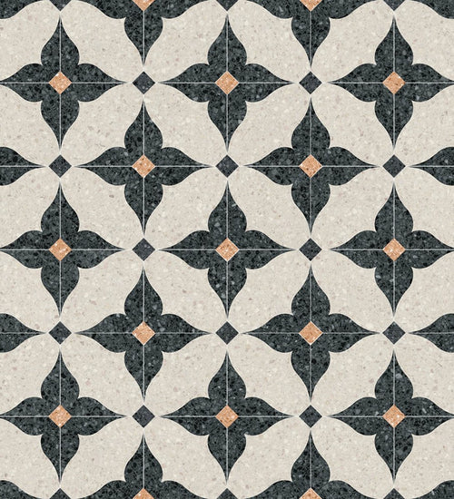 Vloertegel Vives Niza Octógono Cerbere Negro 20x20 cm
