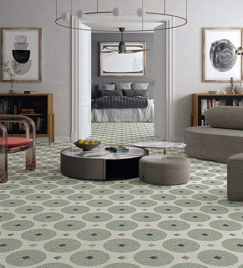 Vloertegel Vives Niza Octogono Valeta Verde 20x20 cm