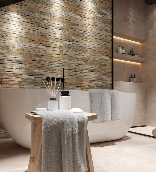 Mozaiektegel Stabigo Stone panel Bruin 10x50 cm