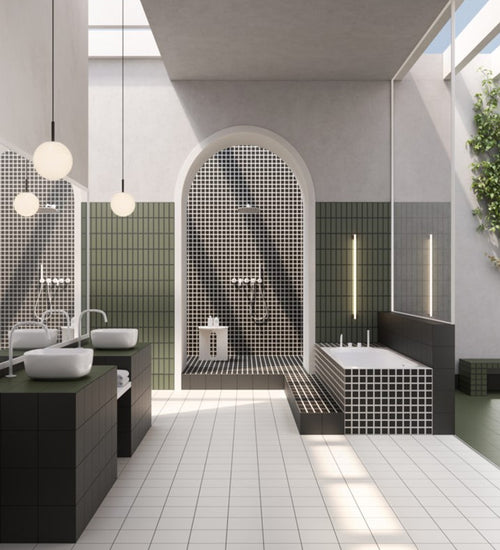 Vloertegel Quintessenza Oltre 9 Bianco.Nero 18,6x18,6 cm