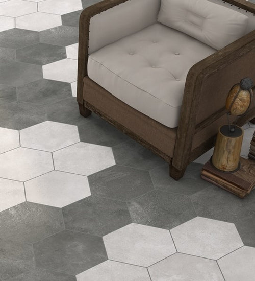 Sampletegel Vives Rift Hexagon Blanco