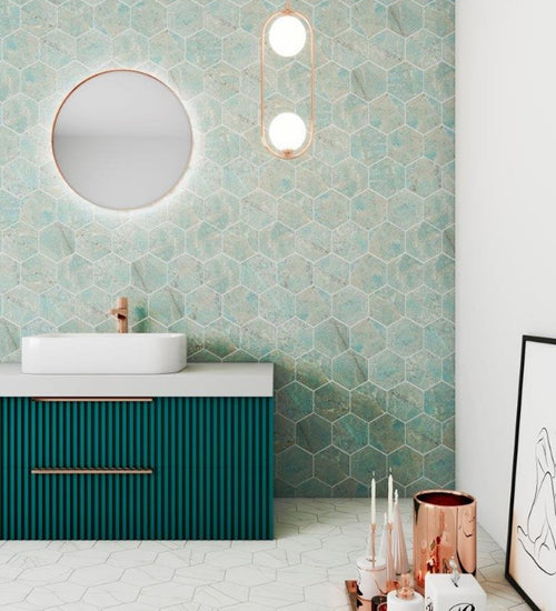 Vloertegel Cevica Rock Star Green Marble 14x16 cm