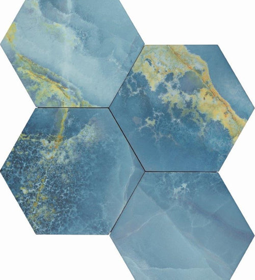 Vloertegel Cevica Rock Star Onice Blue 14x16 cm