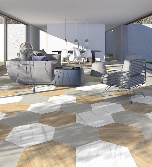 Vloertegel Vives Seine Hexagon Gris 51,9x59,9 cm