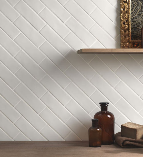 Wandtegel Tonalite Shibusa Bianco 5x15 cm