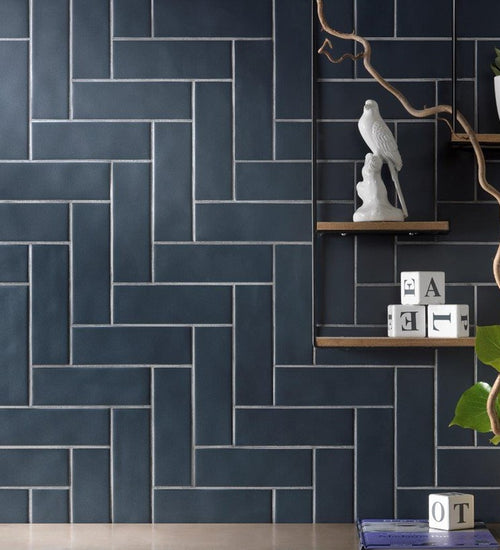 Wandtegel Tonalite Shibusa Navy Blue 5x15 cm