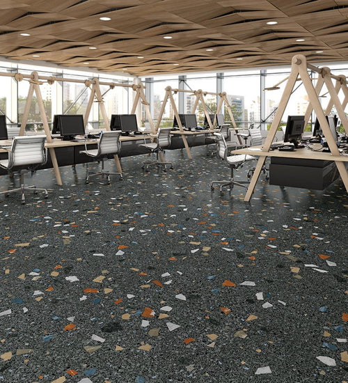 Vloertegel Arcana Stracciatella-R Grafito 80x80 cm