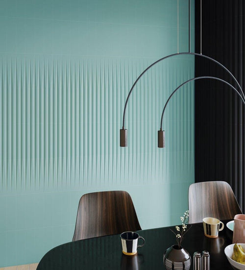 Wandtegel Wow  Stripes Teal Matt 7,5x30 cm