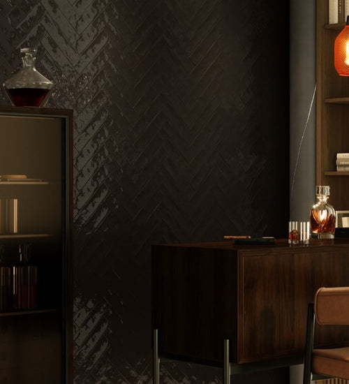 Wandtegel Revoir Paris Studio Charbon Glossy 6,2x25