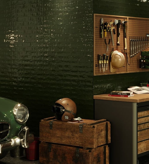 Wandtegel Revoir Paris Studio Vert Bouteille Glossy 6,2x25