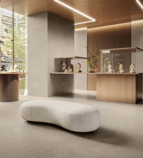 Vloertegel Rak Creativ concrete Beige mat 120x120 cm