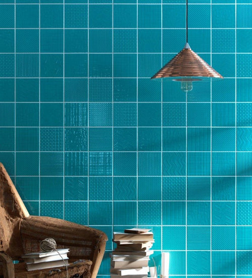 Wandtegel Tonalite Tissue Turchese 15x15 cm