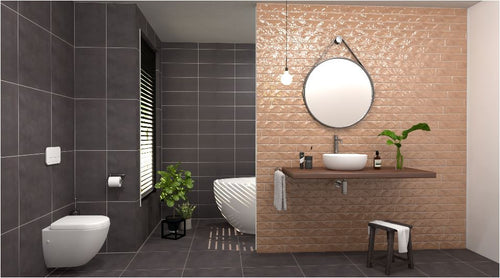 Wandtegel Del conca Frammenti Bruin glans 7x40 cm